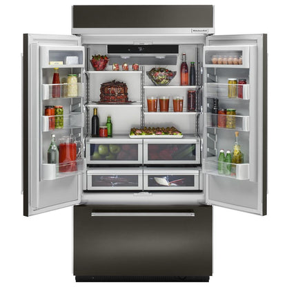 Kitchenaid KBFN502EBS 24.2 Cu. Ft. 42" Width Built-In Stainless French Door Refrigerator with Platinum Interior Design