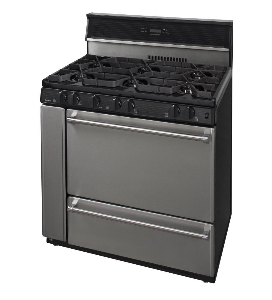 Premier 36 in. Freestanding Open Burner Gas Range in Stainless Steel