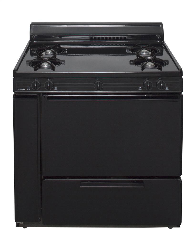 Premier 36 in. Freestanding Battery-Generated Spark Ignition Gas Range in Black