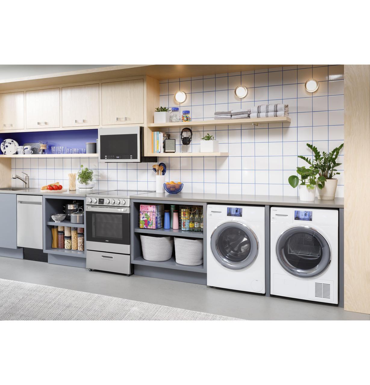 4.1 cu.ft. Capacity Smart 24" Ventless Condenser Frontload Electric Dryer with Stainless Steel Basket