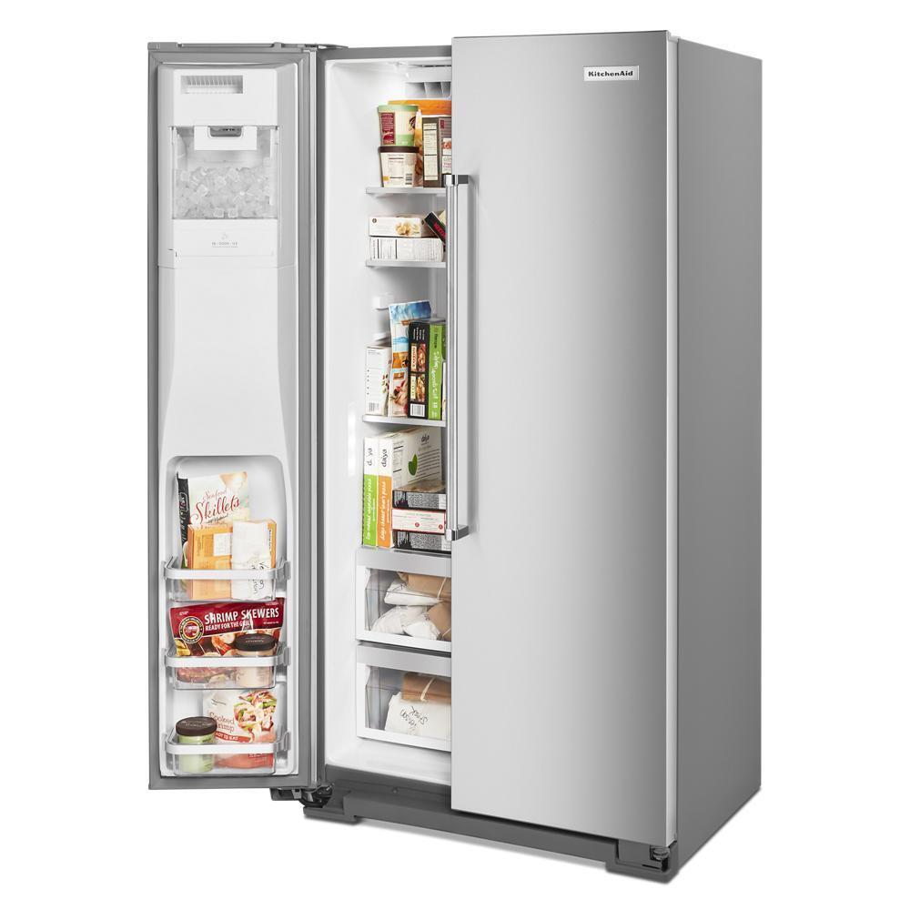 Kitchenaid KRSC703HPS 22.6 cu ft. Counter-Depth Side-by-Side Refrigerator with Exterior Ice and Water and PrintShield™ finish