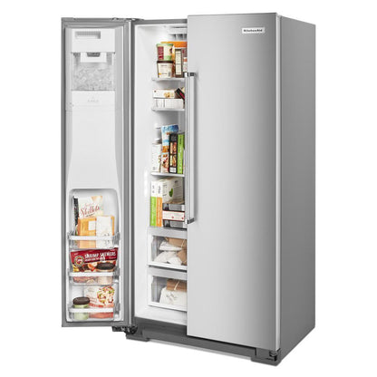 Kitchenaid KRSC703HPS 22.6 cu ft. Counter-Depth Side-by-Side Refrigerator with Exterior Ice and Water and PrintShield™ finish