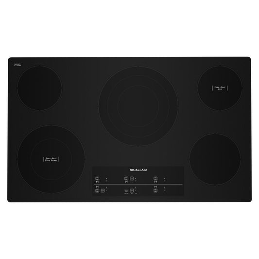 Kitchenaid KCES956KBL 36" Electric Cooktop with 5 Elements and Touch-Activated Controls