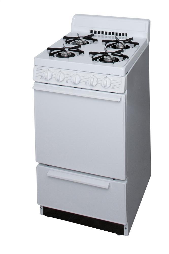 Premier BAK100OP 20 in. Freestanding Battery-Generated Spark Ignition Gas Range in White