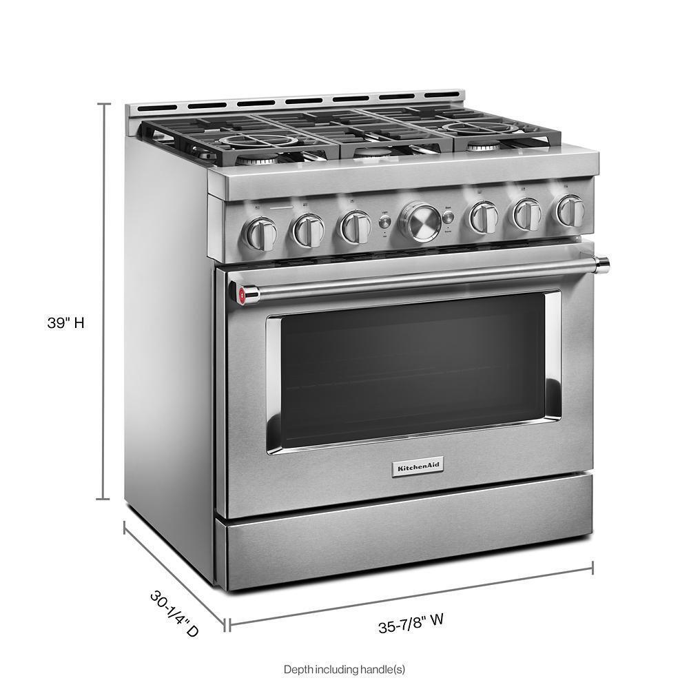 KFGC506JSS KitchenAid® 36'' Smart Commercial-Style Gas Range with 6 Burners