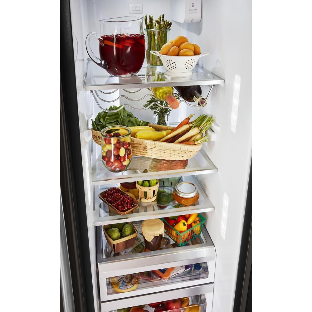 Kitchenaid KRSF705HBS 24.8 cu ft. Side-by-Side Refrigerator with Exterior Ice and Water and PrintShield™ Finish