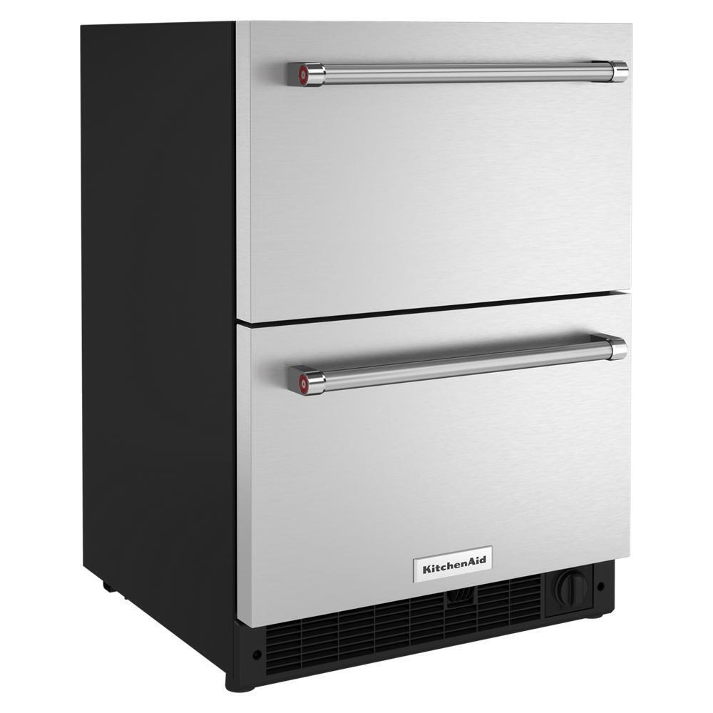 Kitchenaid KUDF204KSB 24" Stainless Steel Undercounter Double-Drawer Refrigerator/Freezer