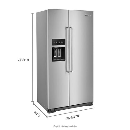 Kitchenaid KRSC703HPS 22.6 cu ft. Counter-Depth Side-by-Side Refrigerator with Exterior Ice and Water and PrintShield™ finish