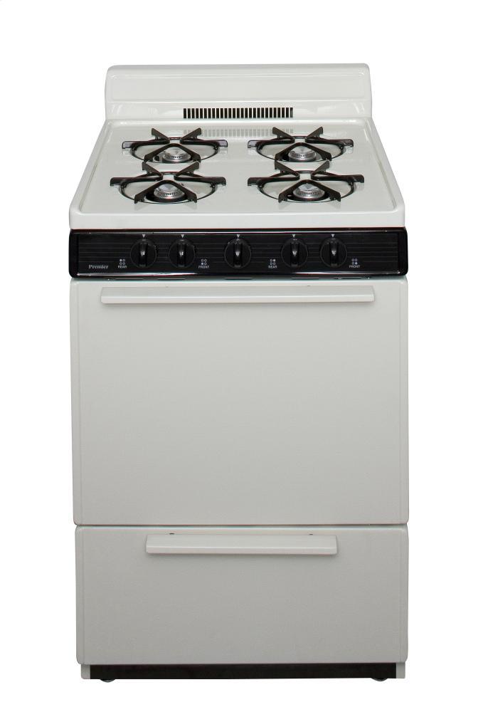 Premier BCK100TP 24 in. Freestanding Battery-Generated Spark Ignition Gas Range in Biscuit