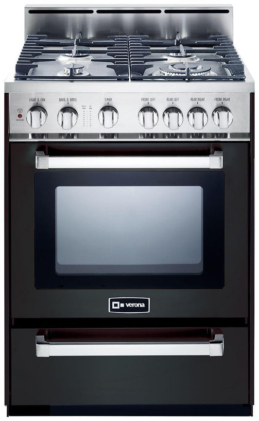 24" Gas Range - Matte Black