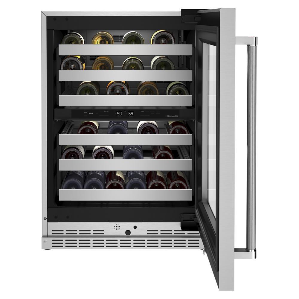 Kitchenaid KUWR314KSS 24" Undercounter Wine Cellar with Glass Door and Metal-Front Racks