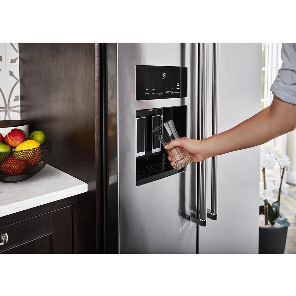 Kitchenaid KRSC703HPS 22.6 cu ft. Counter-Depth Side-by-Side Refrigerator with Exterior Ice and Water and PrintShield™ finish