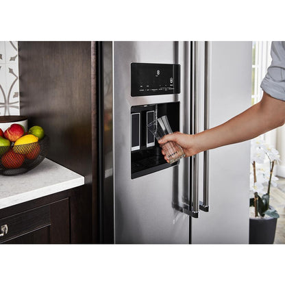 Kitchenaid KRSC703HPS 22.6 cu ft. Counter-Depth Side-by-Side Refrigerator with Exterior Ice and Water and PrintShield™ finish