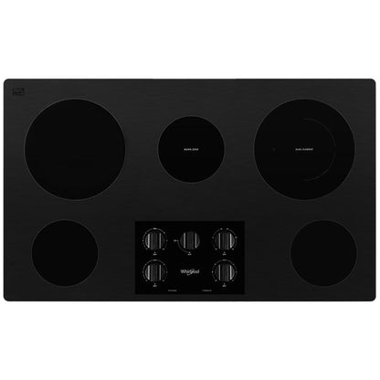 Whirlpool WCE55US6HB 36-inch Electric Ceramic Glass Cooktop with Dual Radiant Element