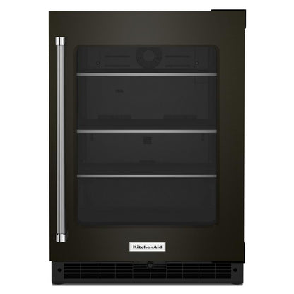 Kitchenaid KURR314KBS 24" Undercounter Refrigerator with Glass Door and Shelves with Metallic Accents and PrintShield™ Finish