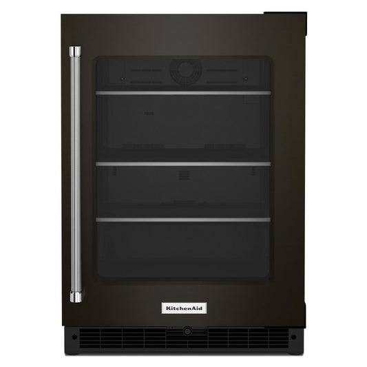 Kitchenaid KURR314KBS 24" Undercounter Refrigerator with Glass Door and Shelves with Metallic Accents and PrintShield™ Finish