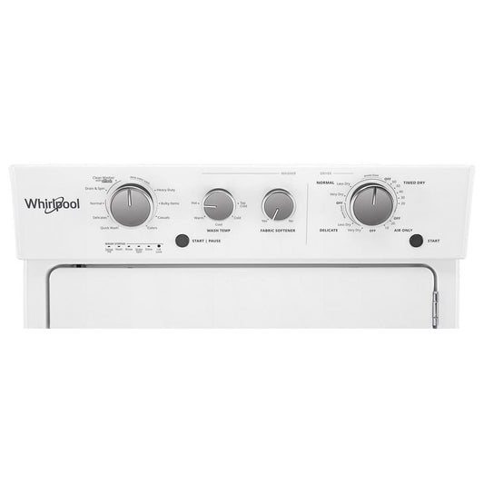 Whirlpool WGTLV27HW 3.5 cu.ft Long Vent Gas Stacked Laundry Center 9 Wash cycles and Wrinkle Shield™