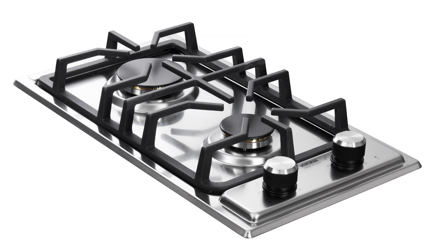 VDGCT212FSS Verona 12" Designer Gas Cooktop - Brass Burners - SS