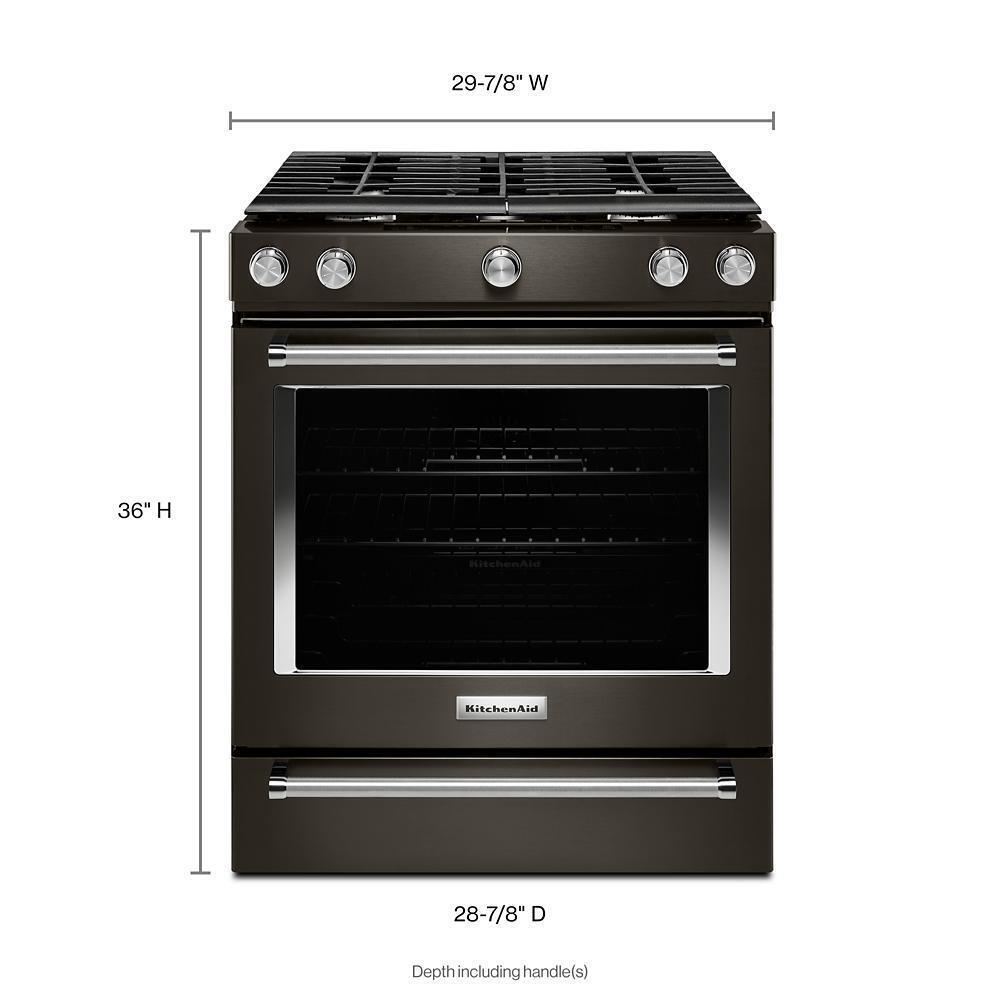 Kitchenaid KSGG700EBS 30-Inch 5-Burner Gas Slide-In Convection Range