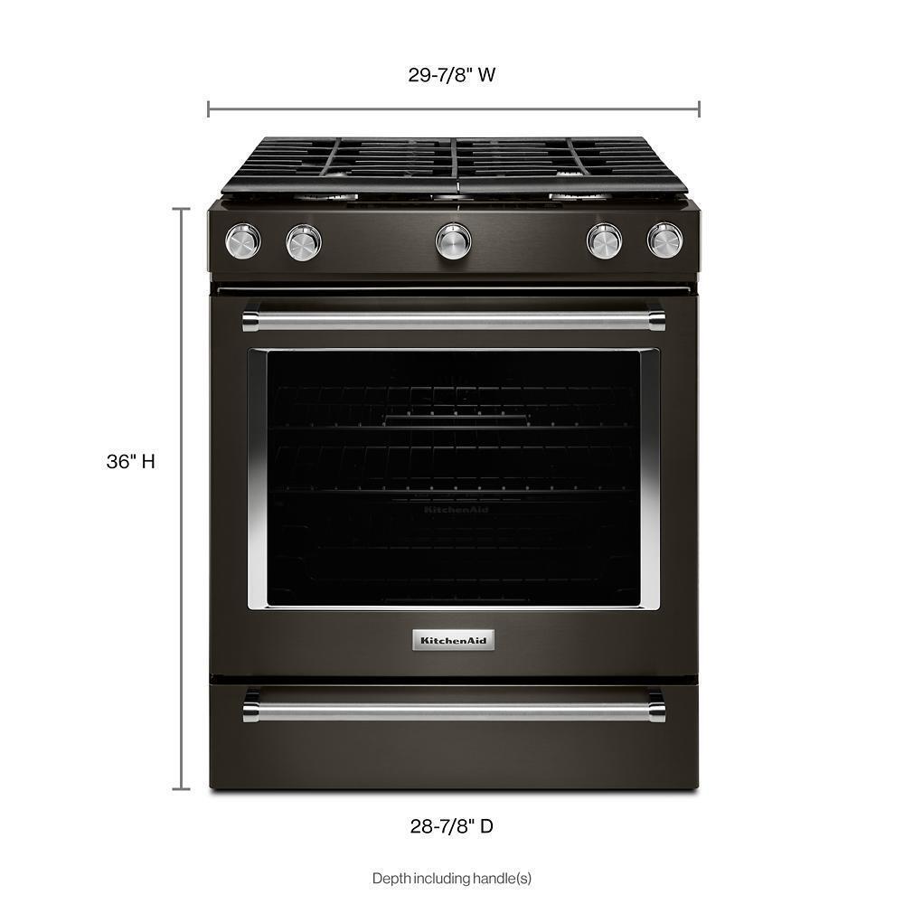 Kitchenaid KSGG700EBS 30-Inch 5-Burner Gas Slide-In Convection Range