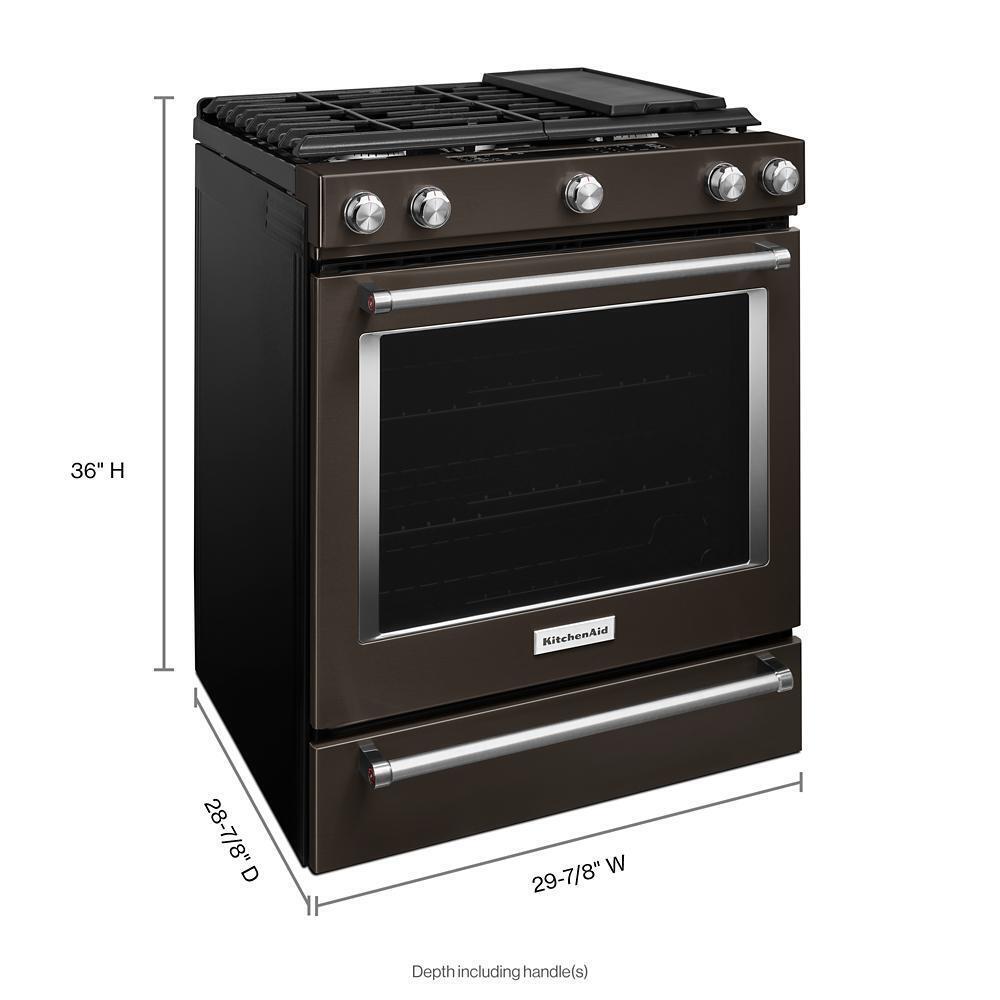 Kitchenaid KSGG700EBS 30-Inch 5-Burner Gas Slide-In Convection Range