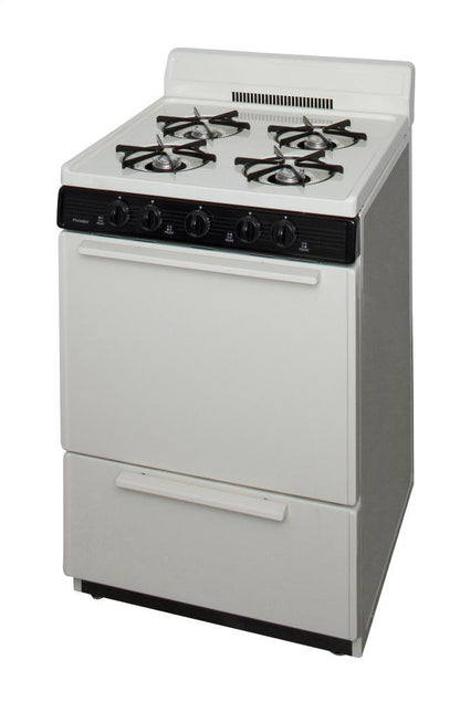 Premier BCK100TP 24 in. Freestanding Battery-Generated Spark Ignition Gas Range in Biscuit