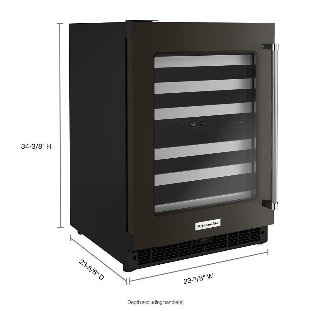 Kitchenaid KUWL314KBS 24" Undercounter Wine Cellar with Glass Door and Metal-Front Racks