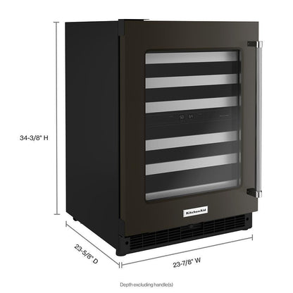 Kitchenaid KUWL314KBS 24" Undercounter Wine Cellar with Glass Door and Metal-Front Racks
