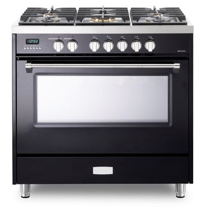Verona VDFSGE365GB Designer 36" Dual Fuel Single Oven Range - Gloss Black