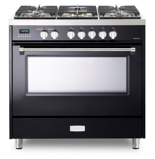 Verona VDFSGE365GB Designer 36" Dual Fuel Single Oven Range - Gloss Black