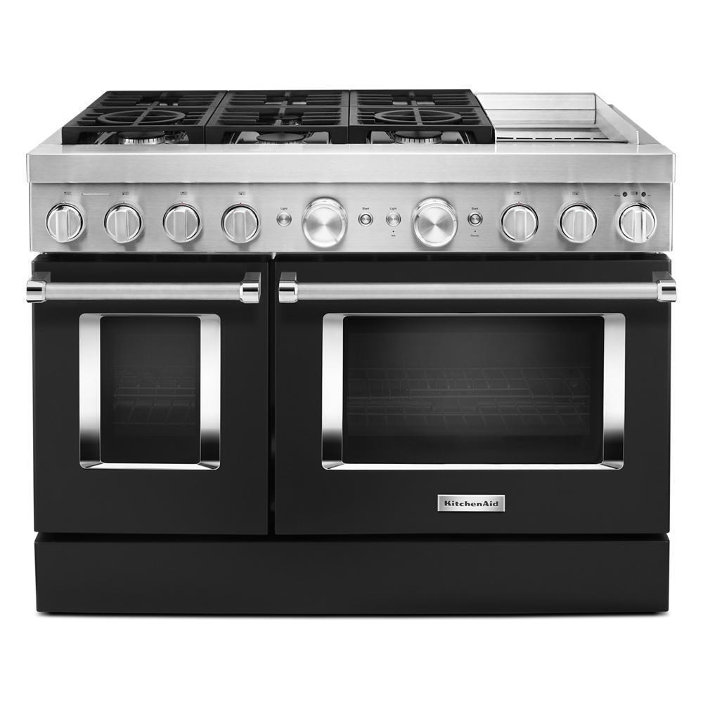 KFDC558JBK KitchenAid® 48'' Smart Commercial-Style Dual Fuel Range with Griddle