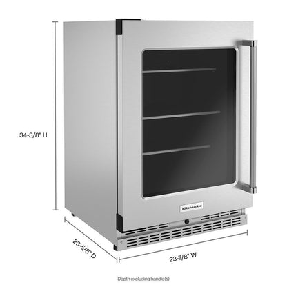 Kitchenaid KURL314KSS 24" Undercounter Refrigerator with Glass Door and Shelves with Metallic Accents