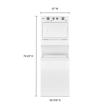 Whirlpool WETLV27HW 3.5 cu.ft Long Vent Electric Stacked Laundry Center 9 Wash cycles and AutoDry™