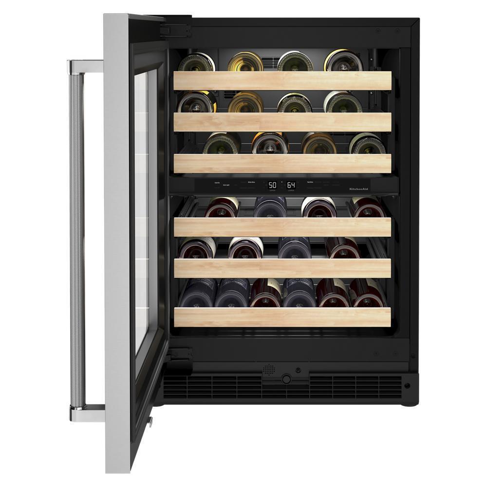 Kitchenaid KUWL214KSB 24" Undercounter Wine Cellar with Glass Door and Wood-Front Racks