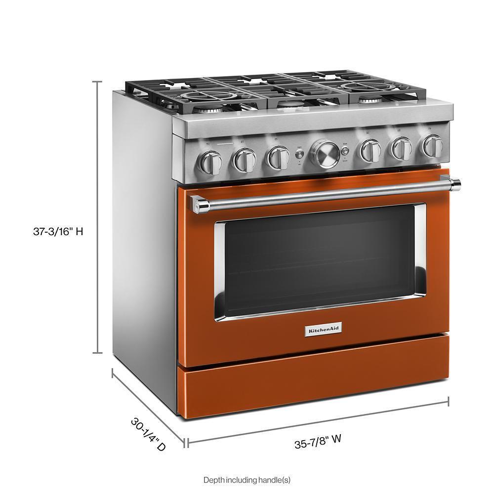 KFDC506JSC KitchenAid® 36'' Smart Commercial-Style Dual Fuel Range with 6 Burners