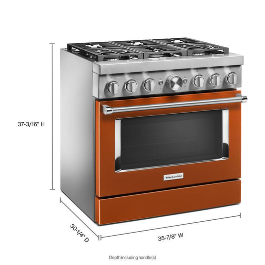 KFDC506JSC KitchenAid® 36'' Smart Commercial-Style Dual Fuel Range with 6 Burners
