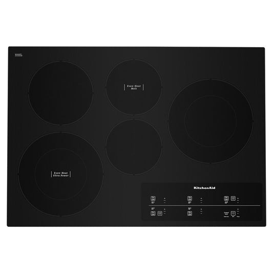 Kitchenaid KCES950KBL 30" Electric Cooktop with 5 Elements and Touch-Activated Controls