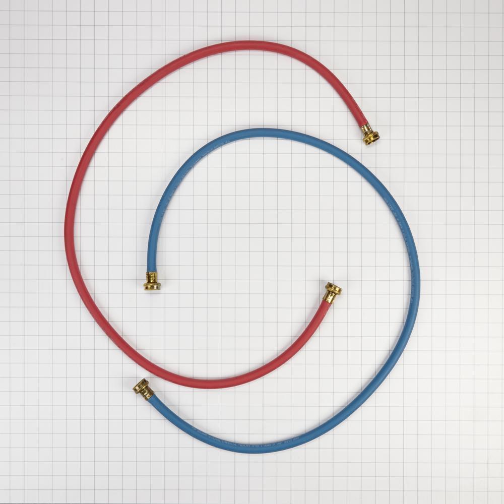 Whirlpool 8212545RP 5' Rubber washer fill hoses rated 1000 PSI with 2 female connections and built-in O-Rings - 2 pack