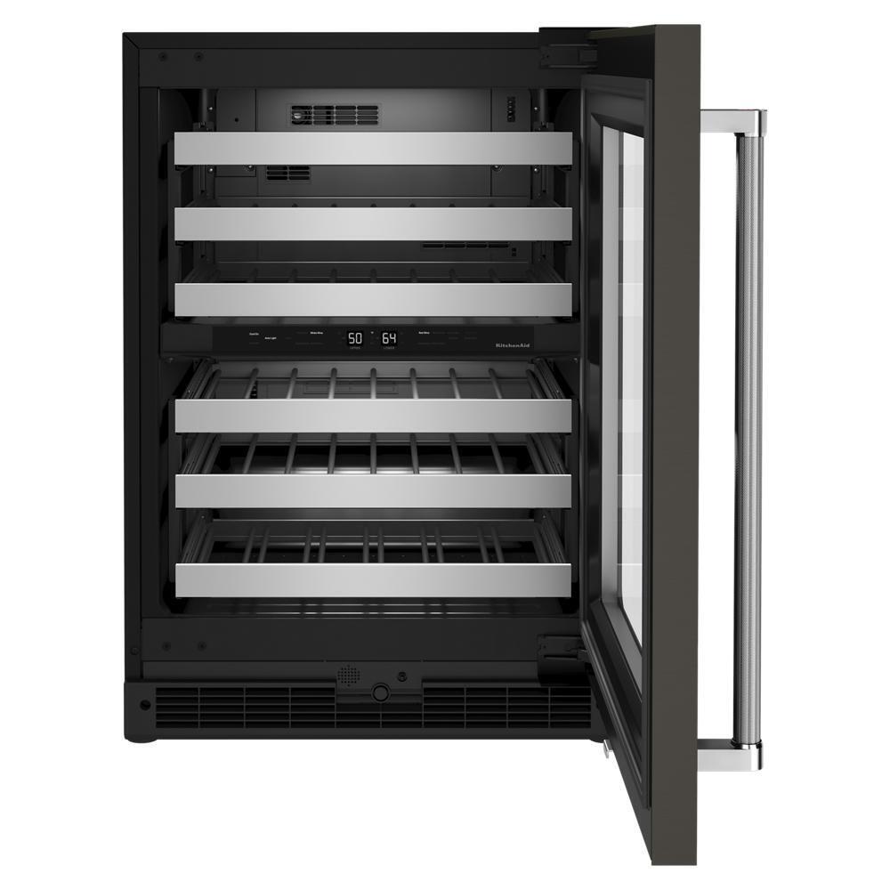Kitchenaid KUWR314KBS 24" Undercounter Wine Cellar with Glass Door and Metal-Front Racks