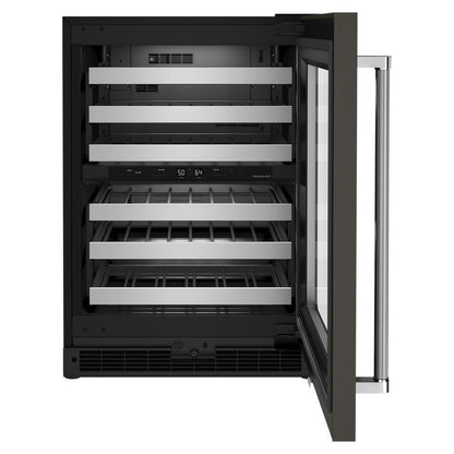 Kitchenaid KUWR314KBS 24" Undercounter Wine Cellar with Glass Door and Metal-Front Racks