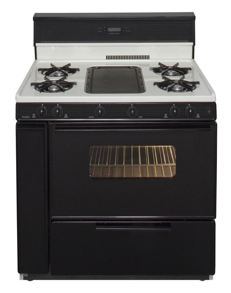 Premier 36 in. Freestanding Gas Range with 5th Burner and Griddle Package in Biscuit