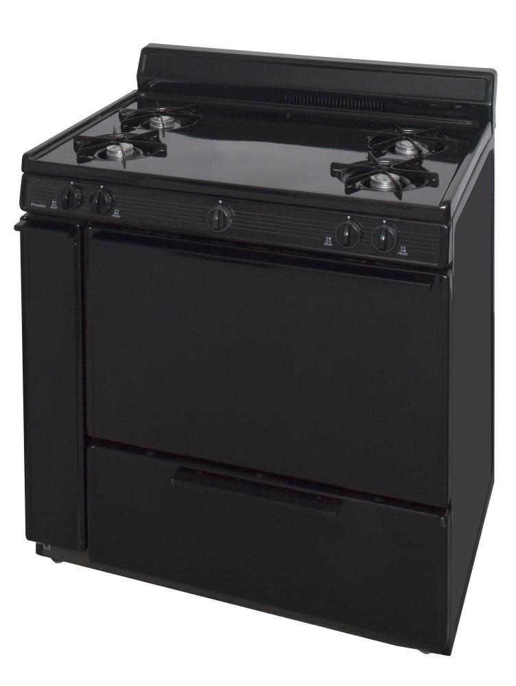 Premier BLK100BP 36 in. Freestanding Battery-Generated Spark Ignition Gas Range in Black