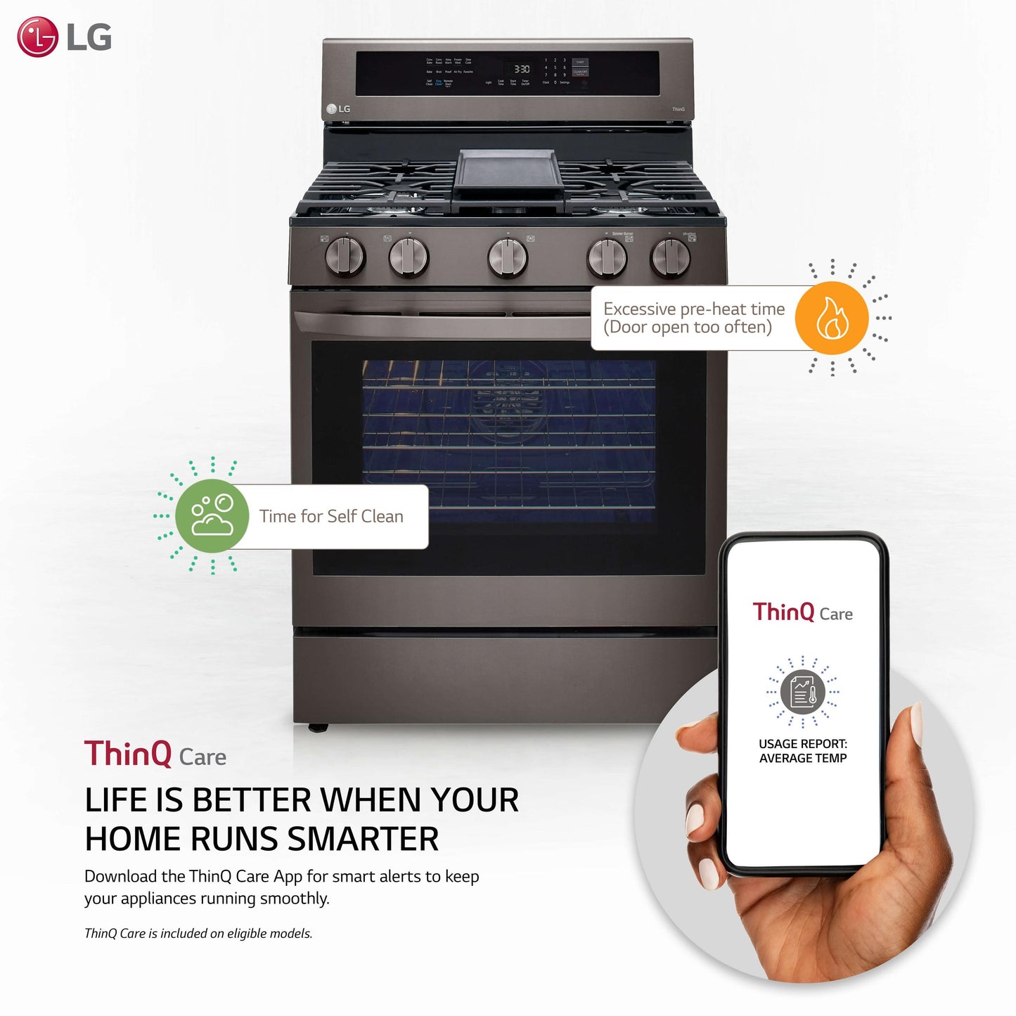 Lg LRGL5825D 5.8 cu ft. Smart Wi-Fi Enabled True Convection InstaView® Gas Range with Air Fry