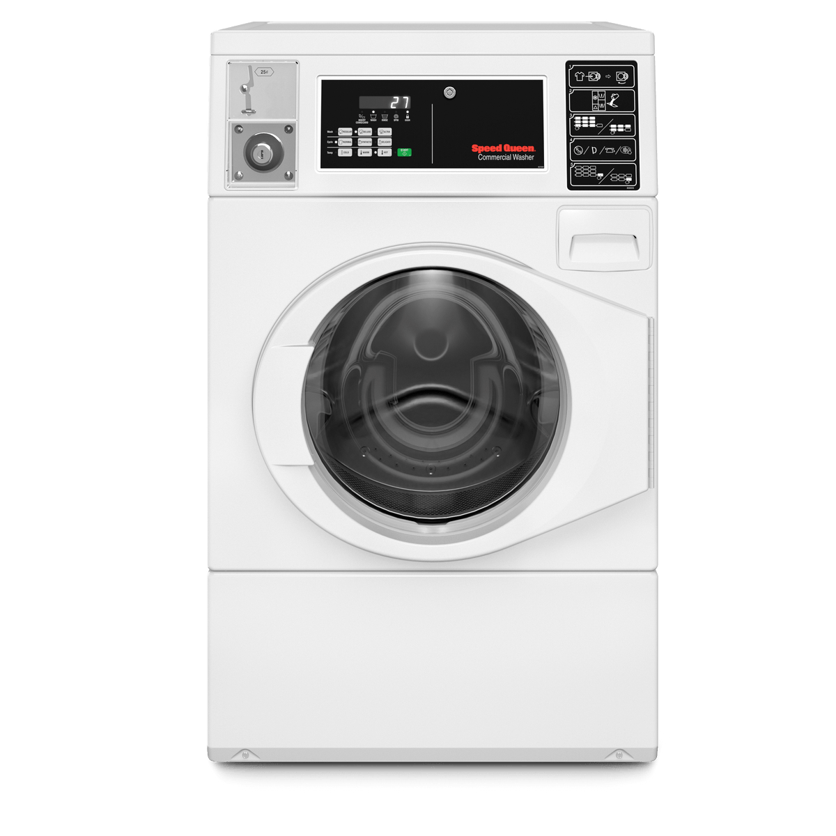 SV6000WE Speed Queen 27 Front Control Light Commercial Coin Drop Laundry  Center with Electric Dryer - White