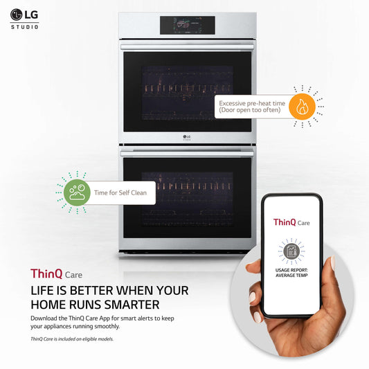 WDES9428F LG STUDIO 9.4 cu. ft. Smart InstaView® Electric Double Built-In Wall Oven with Air Fry & Steam Sous Vide