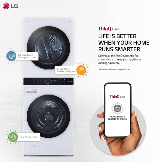 Lg WKEX200HWA Single Unit Front Load LG WashTower™ with Center Control™ 4.5 cu. ft. Washer and 7.4 cu. ft. Electric Dryer