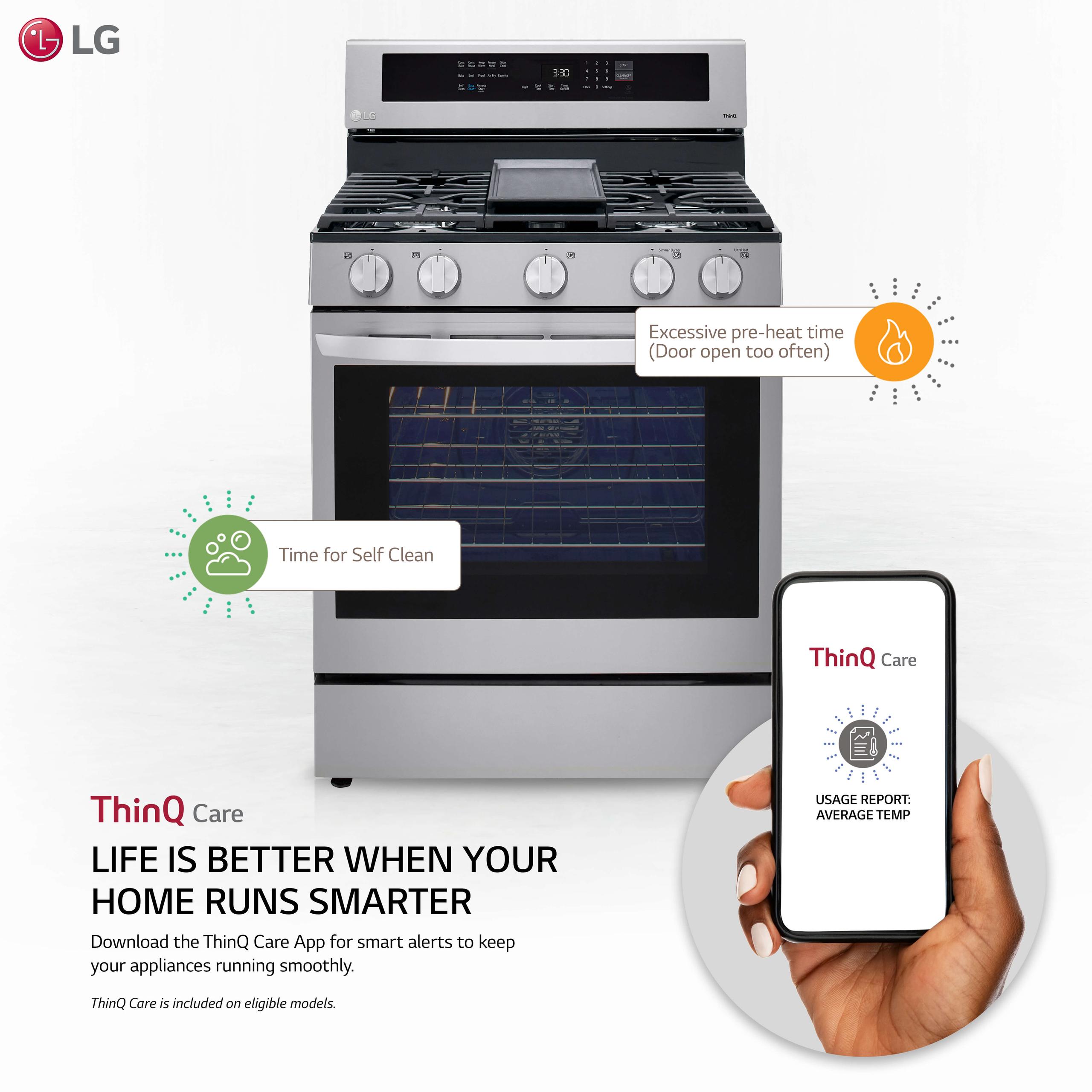 Lg 5.8 cu ft. Smart Wi-Fi Enabled True Convection InstaView® Gas Range with Air Fry