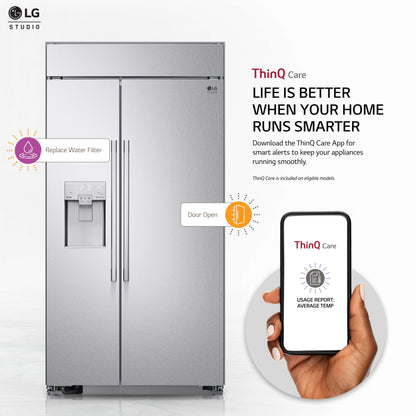 SRSXB2622S LG STUDIO 26 cu. ft. Smart Side-by-Side Built-In Refrigerator with Ice & Water Dispenser