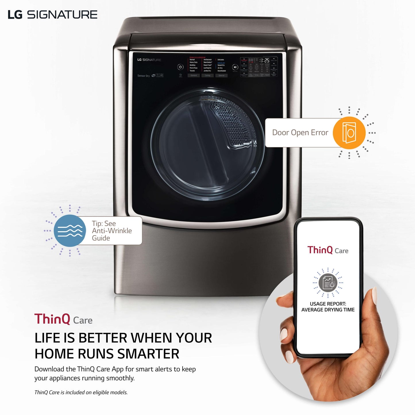 DLGX9501K LG SIGNATURE 9.0 cu. ft. Large Smart wi-fi Enabled Gas Dryer w/ TurboSteam™