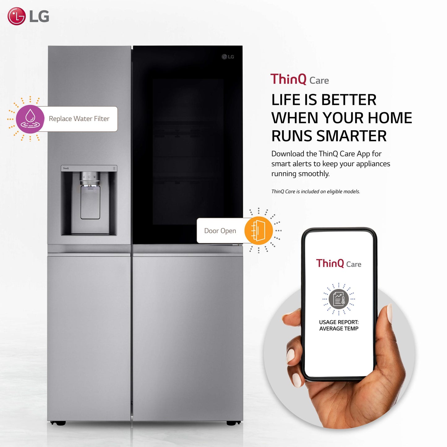 Lg LRSOS2706S 27 cu. ft. Side-By-Side InstaView® Refrigerator